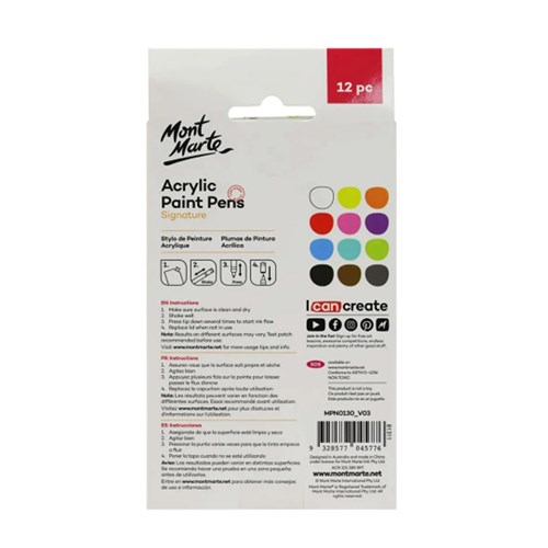 MONT MARTE ACRYLIC PAINT PEN Broad Tip, 12 Piece(1)
